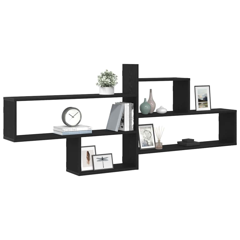 Wandregal Schwarz Eichen-Optik 167,5x18x68 cm Holzwerkstoff