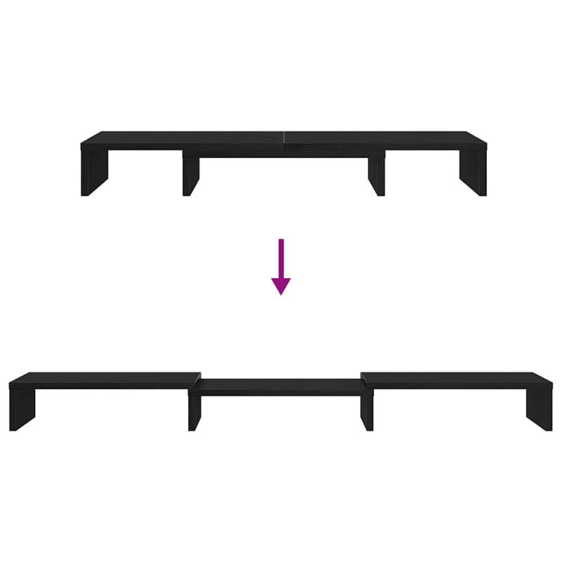 Monitorständer Verstellbar Schwarz Eichen-Optik 80x24x10,5 cm