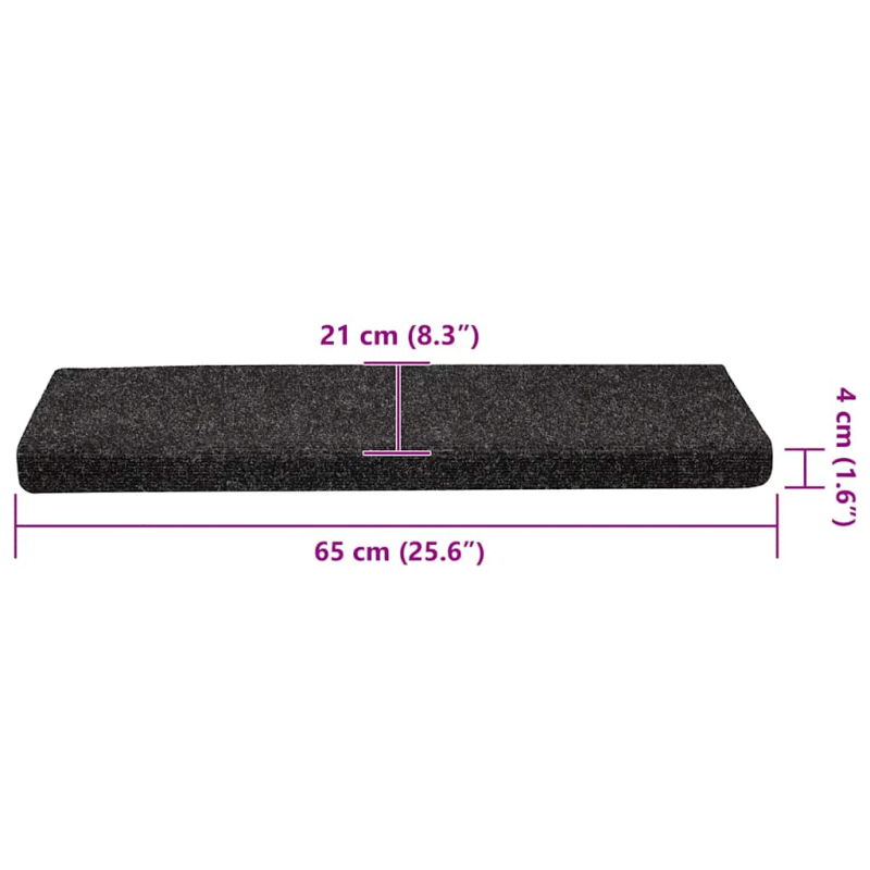 Stufenmatten Selbstklebend 30 Stk. Schwarz 65x21x4 cm