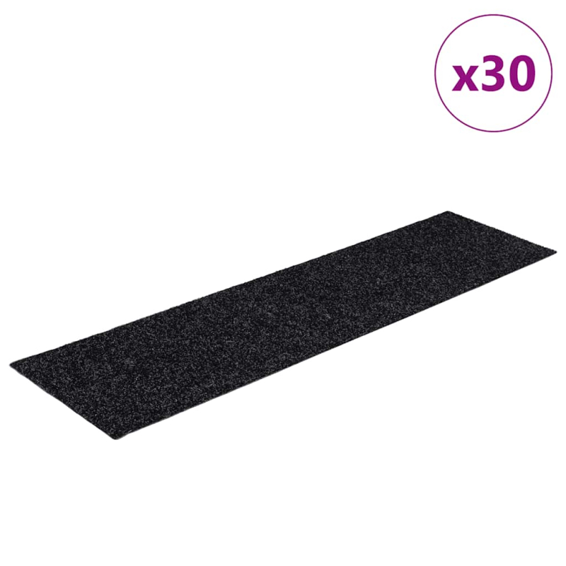 Stufenmatten Selbstklebend 30 Stk. Schwarz 76x20cm Rechteckig