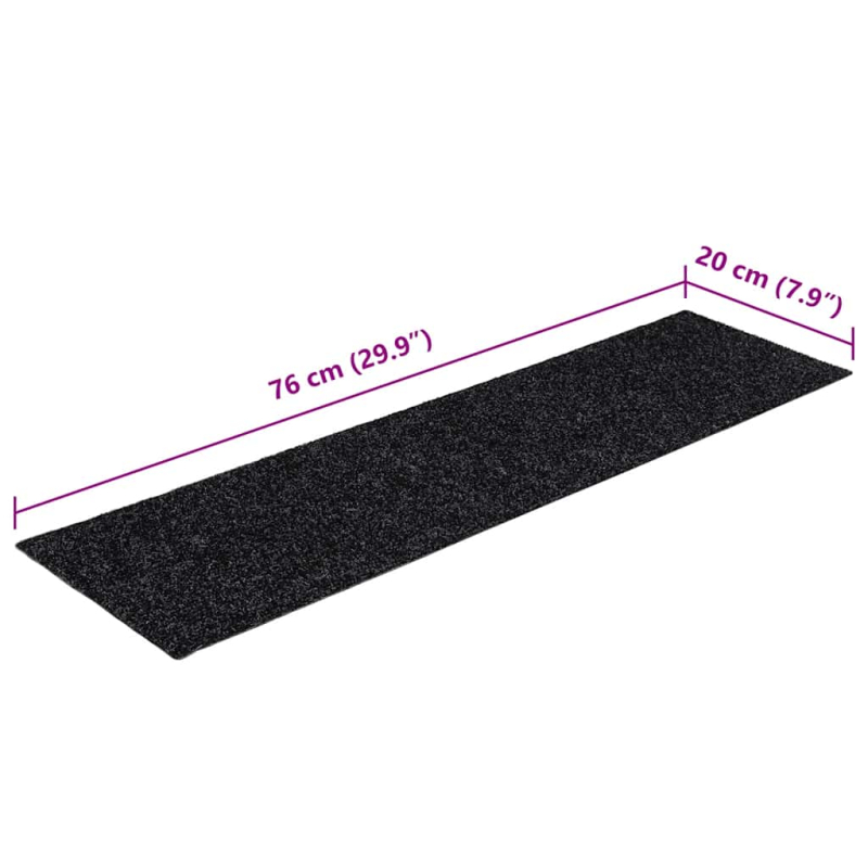 Stufenmatten Selbstklebend 30 Stk. Schwarz 76x20cm Rechteckig