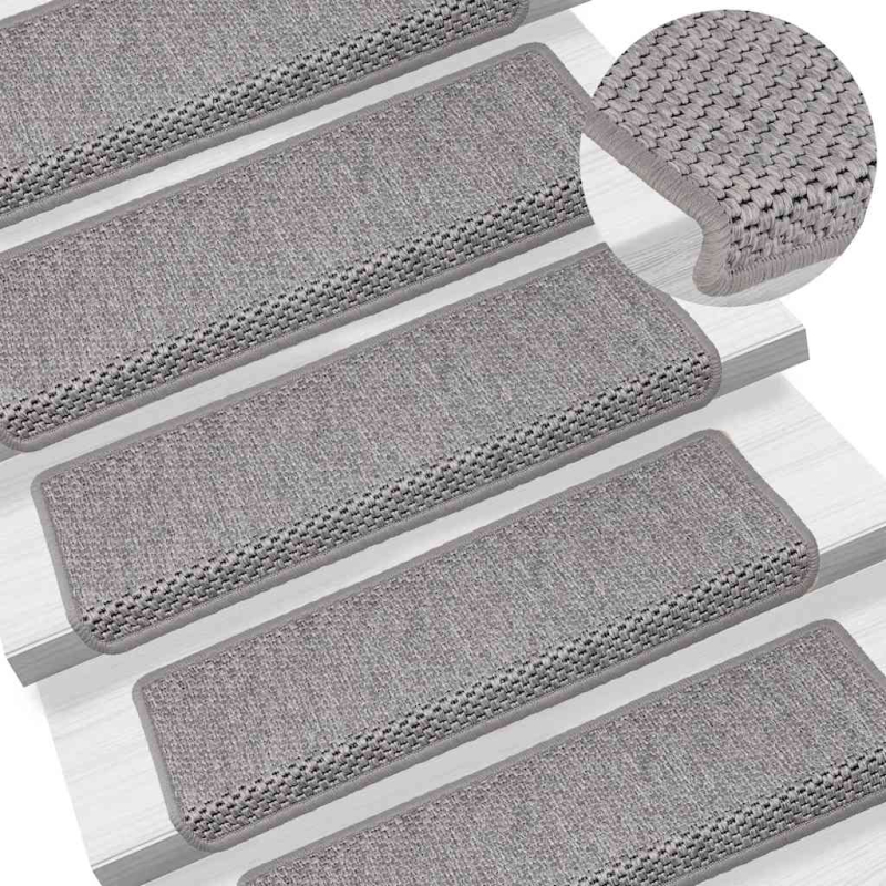 Stufenmatten Selbstklebend Sisal-Optik 30Stk. 65x21x4cm Silbern
