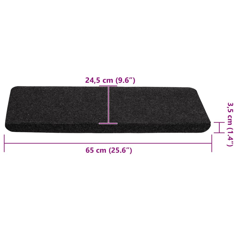 Stufenmatten Selbstklebend 30 Stk. Schwarz 65x24,5x3,5 cm