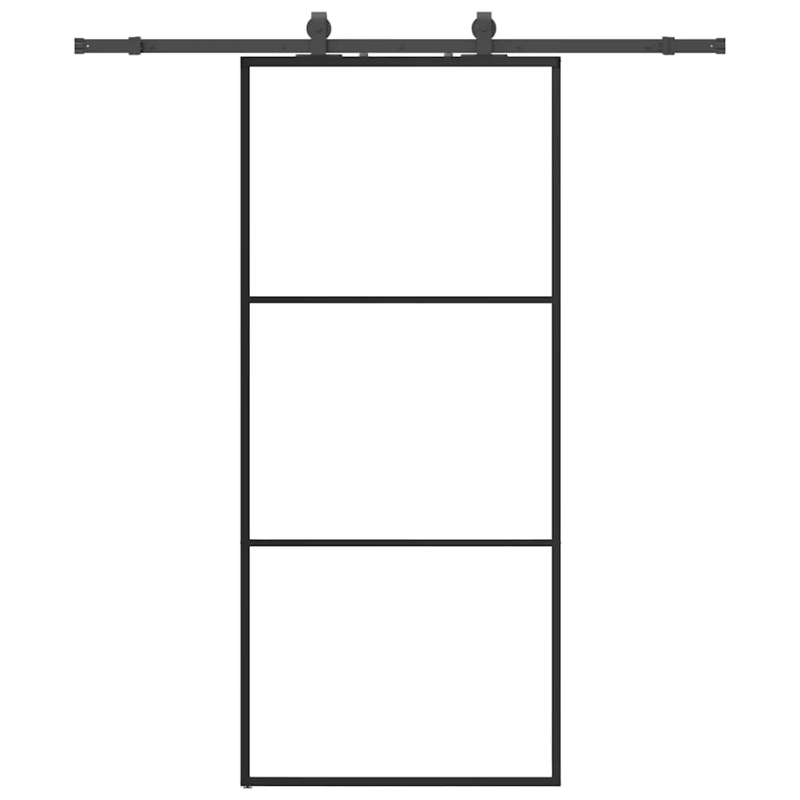 Schiebetür mit Beschlag Schwarz 90x205 cm ESG-Glas