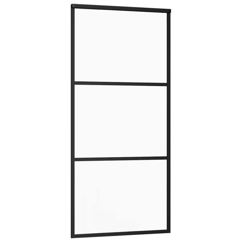 Schiebetür mit Beschlag Schwarz 90x205 cm ESG-Glas