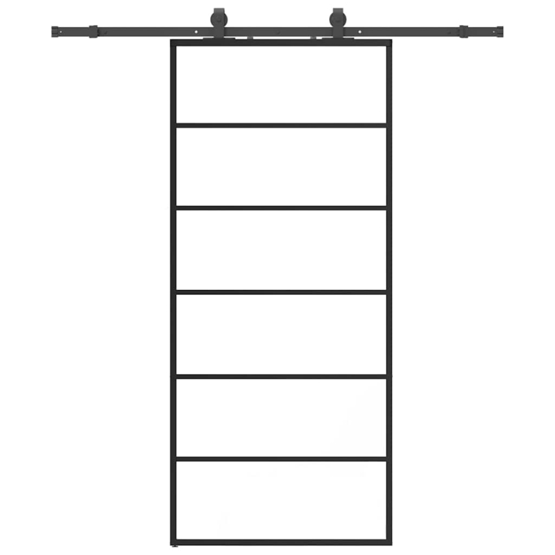 Schiebetür mit Beschlag Schwarz 90x205 cm ESG-Glas