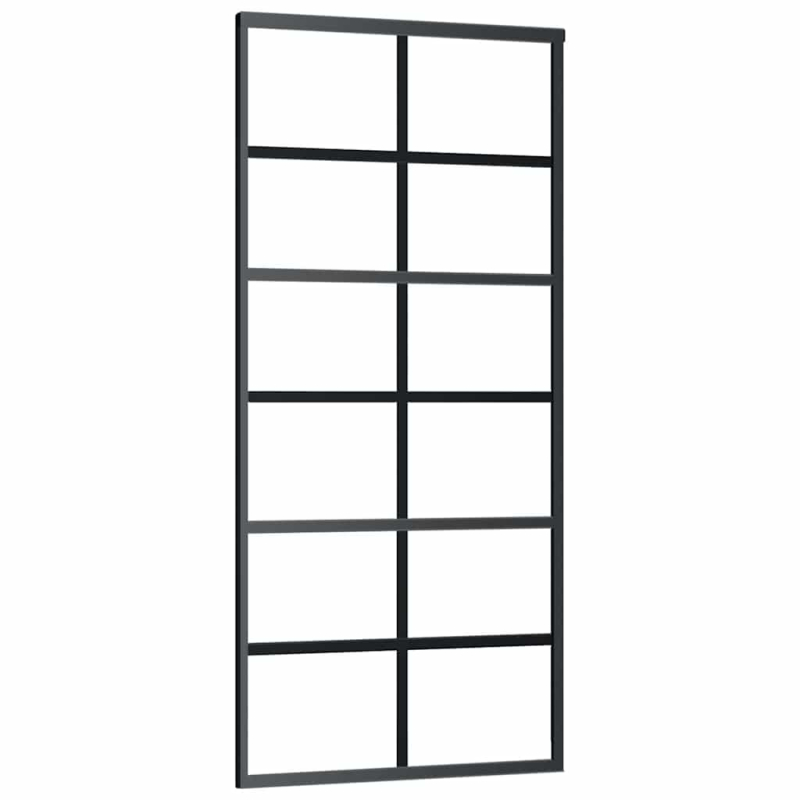 Schiebetür mit Beschlag Schwarz 90x205 cm ESG-Glas