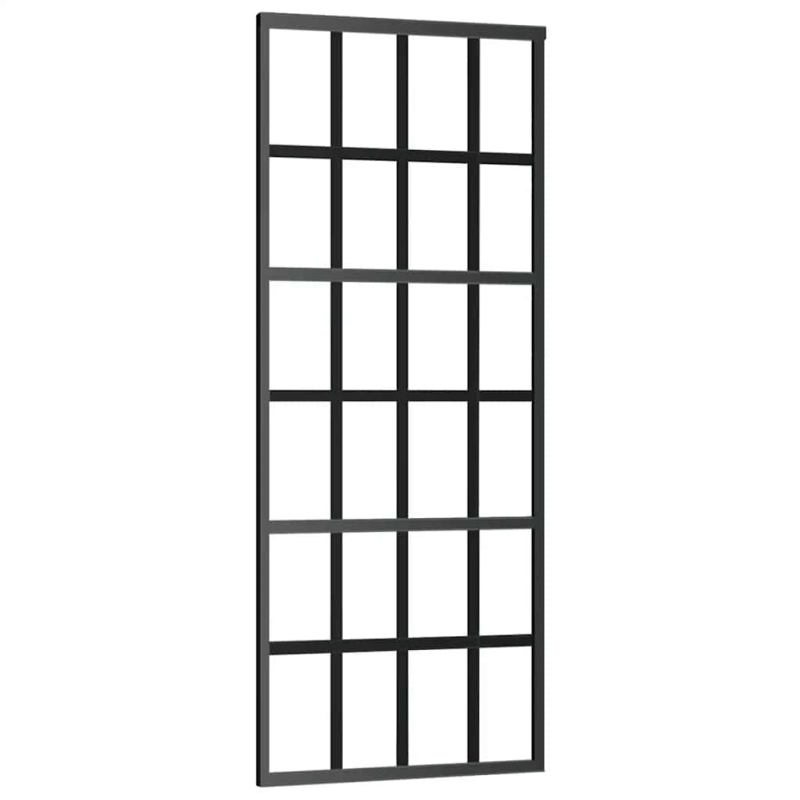 Schiebetür mit Beschlag Schwarz 76x205 cm ESG-Glas