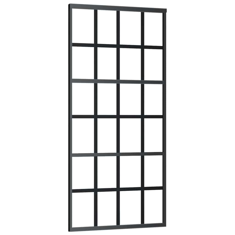 Schiebetür mit Beschlag Schwarz 90x205 cm ESG-Glas