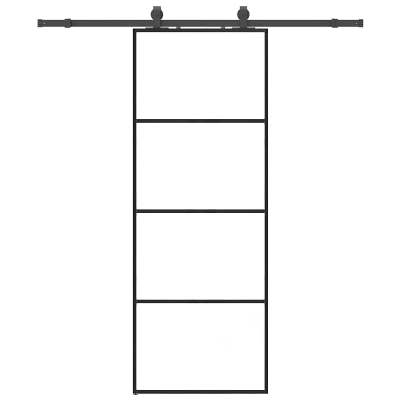 Schiebetür mit Beschlag Schwarz 76x205 cm ESG-Glas
