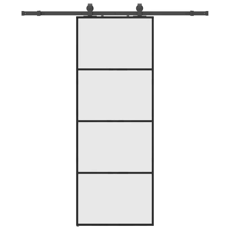 Schiebetür mit Beschlag Schwarz 76x205 cm ESG-Glas