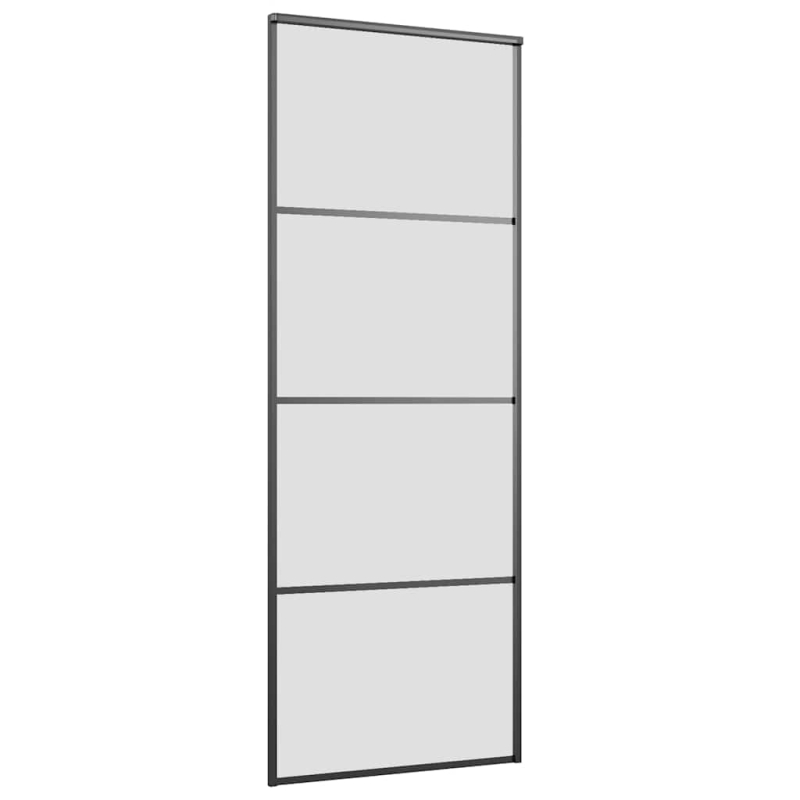 Schiebetür mit Beschlag Schwarz 76x205 cm ESG-Glas
