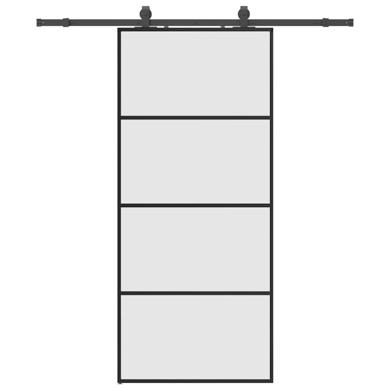 Schiebetür mit Beschlag Schwarz 90x205 cm ESG-Glas