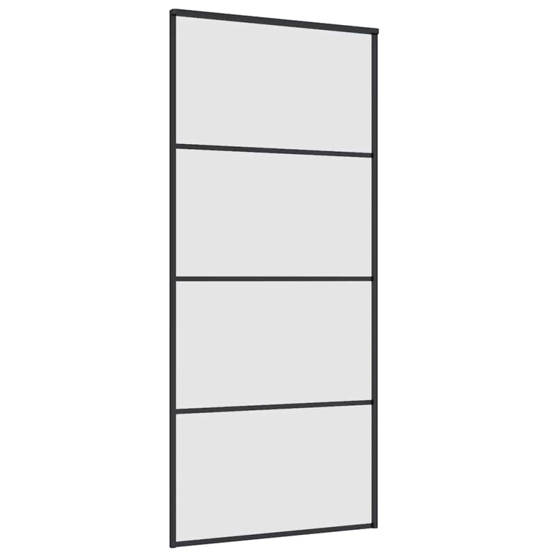 Schiebetür mit Beschlag Schwarz 90x205 cm ESG-Glas