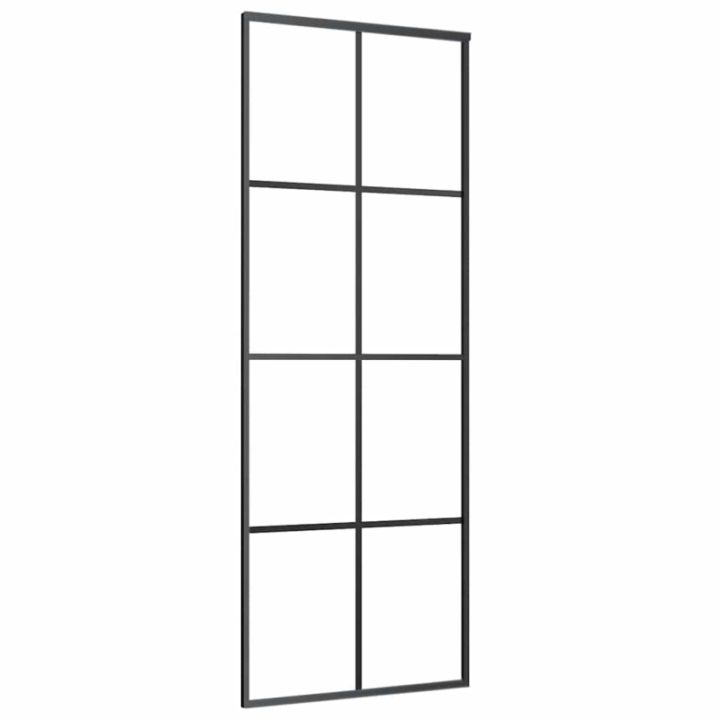 Schiebetür mit Beschlag Schwarz 76x205 cm ESG-Glas