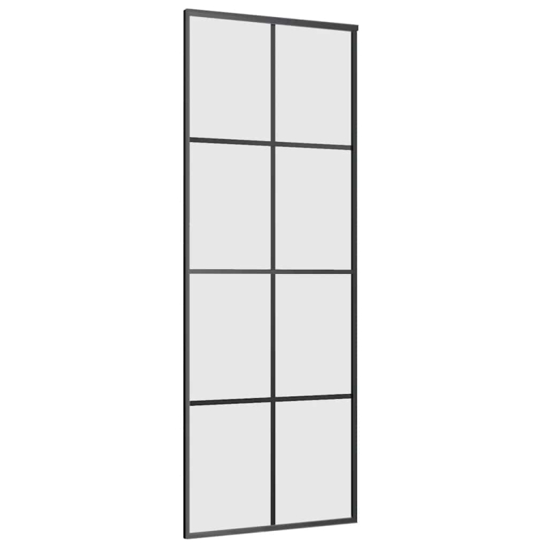 Schiebetür mit Beschlag Schwarz 76x205 cm ESG-Glas