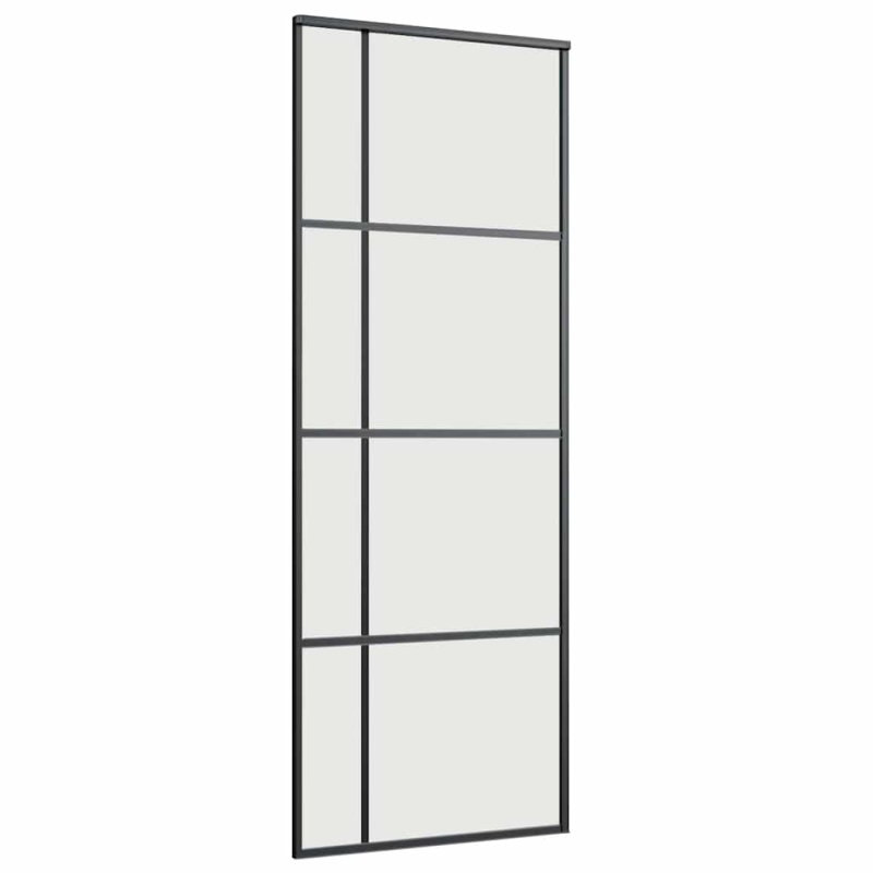 Schiebetür mit Beschlag Schwarz 76x205 cm ESG-Glas
