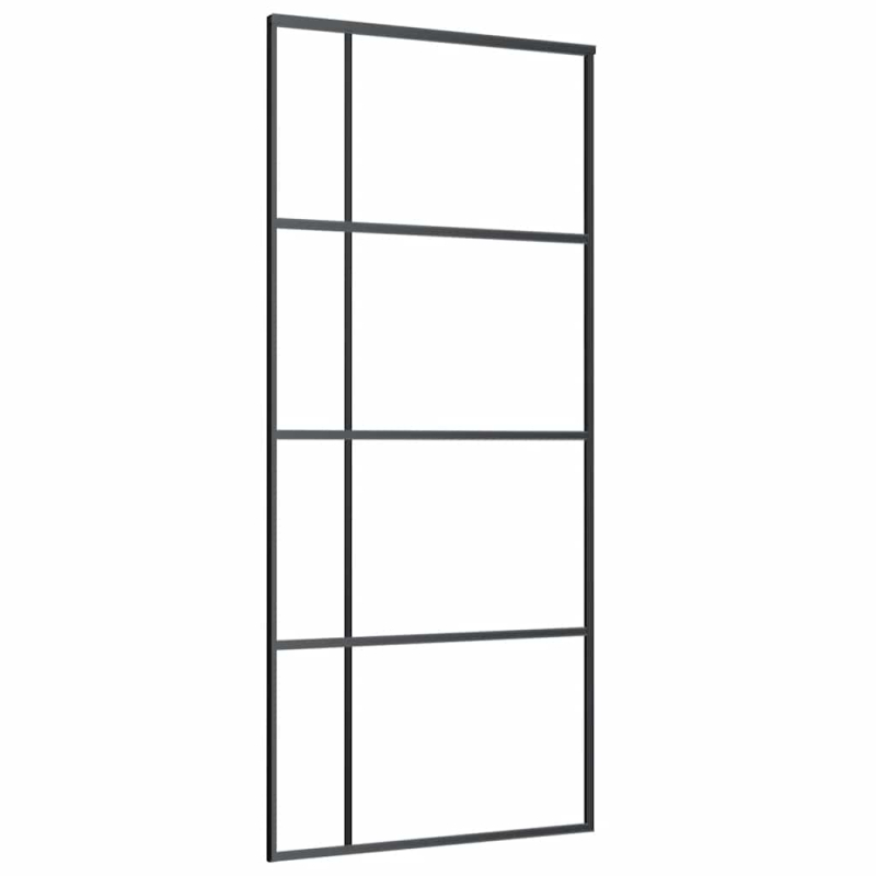 Schiebetür mit Beschlag Schwarz 90x205 cm ESG-Glas