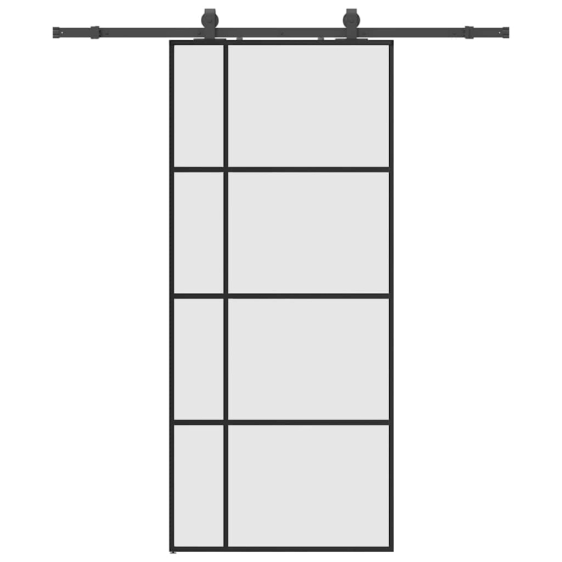 Schiebetür mit Beschlag Schwarz 90x205 cm ESG-Glas