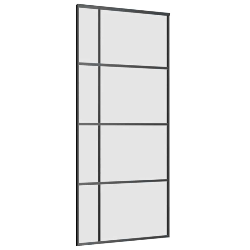 Schiebetür mit Beschlag Schwarz 90x205 cm ESG-Glas