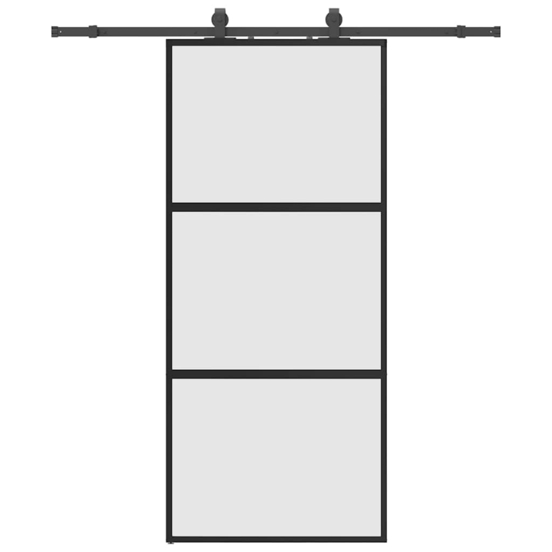 Schiebetür mit Beschlag Schwarz 90x205 cm Hartglas