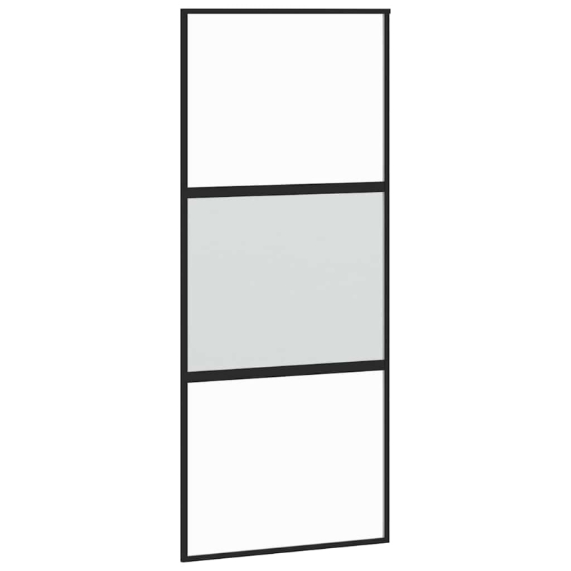 Schiebetür mit Beschlag Schwarz 90x205 cm Hartglas