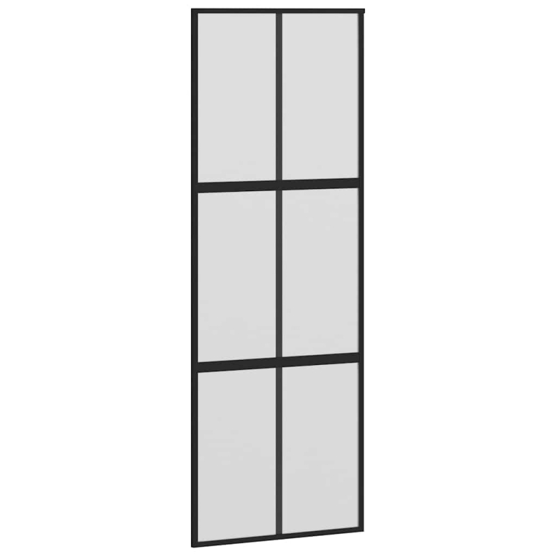 Schiebetür mit Beschlag Schwarz 90x205 cm Hartglas