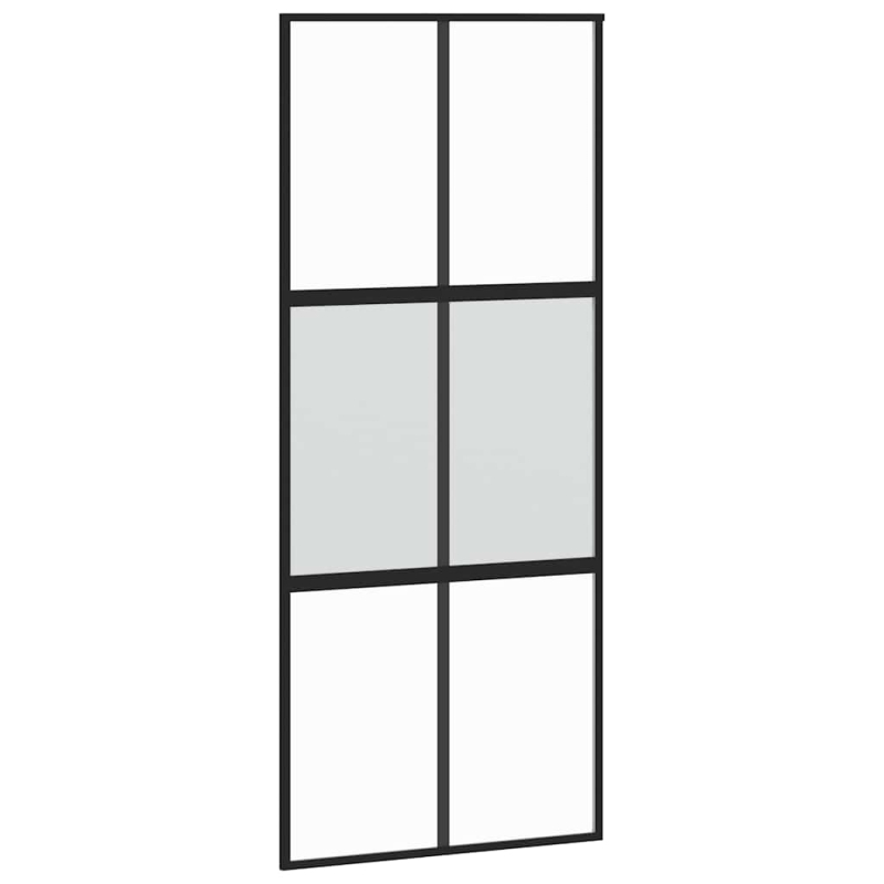 Schiebetür mit Beschlag Schwarz 90x205 cm Hartglas