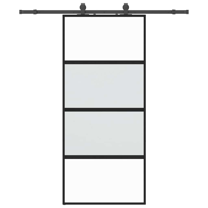 Schiebetür mit Beschlag Schwarz 90x205 cm Hartglas
