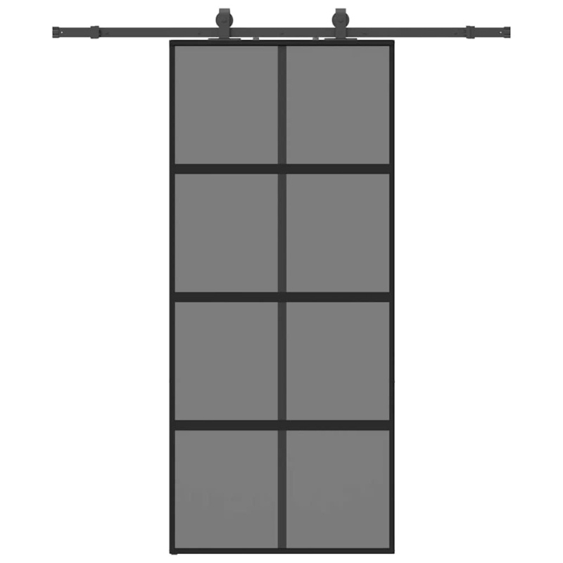 Schiebetür mit Beschlag Schwarz 90x205 cm Hartglas