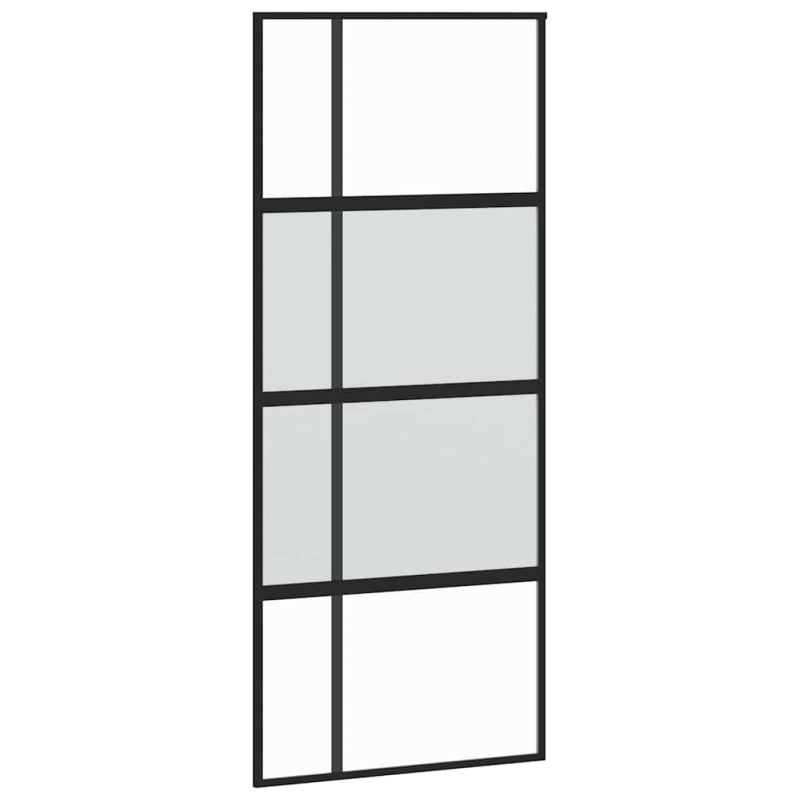 Schiebetür mit Beschlag Schwarz 90x205 cm Hartglas