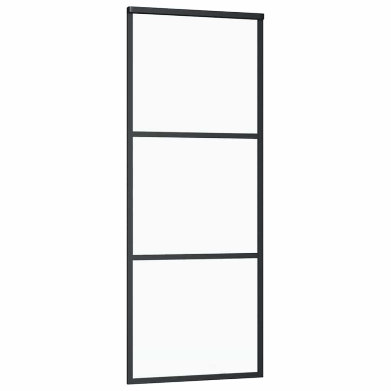 Schiebetür mit Beschlag Schwarz 76x205 cm ESG-Glas