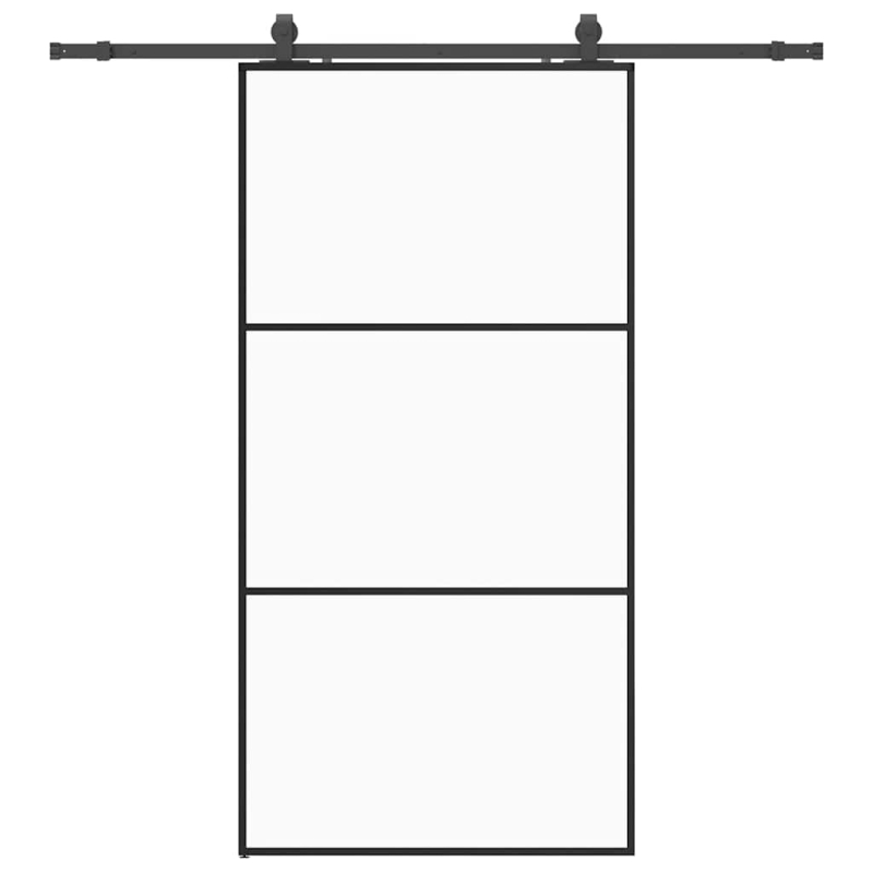 Schiebetür mit Beschlag Schwarz 102x205 cm ESG-Glas