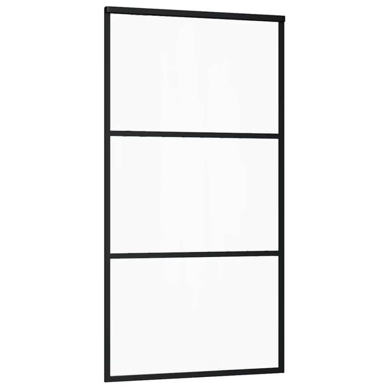 Schiebetür mit Beschlag Schwarz 102x205 cm ESG-Glas