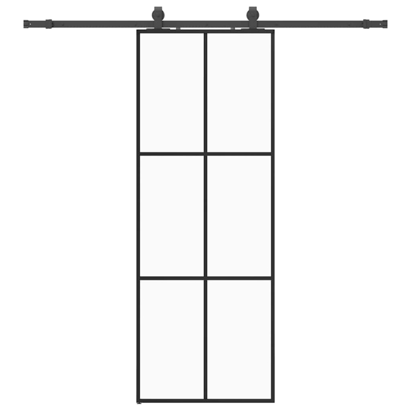 Schiebetür mit Beschlag Schwarz 76x205 cm ESG-Glas