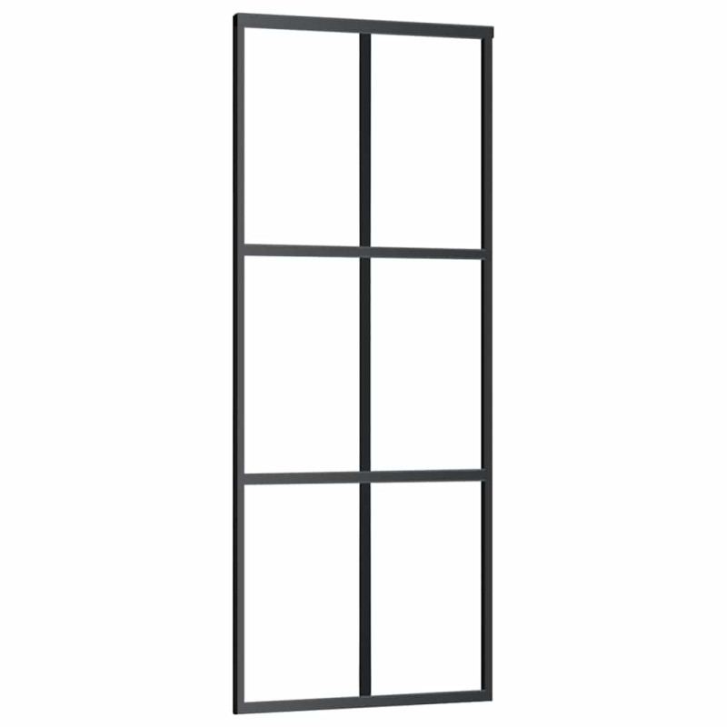 Schiebetür mit Beschlag Schwarz 76x205 cm ESG-Glas