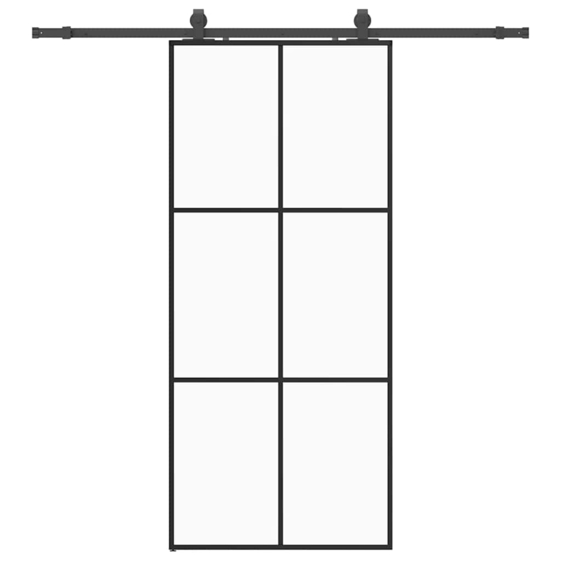 Schiebetür mit Beschlag Schwarz 90x205 cm ESG-Glas