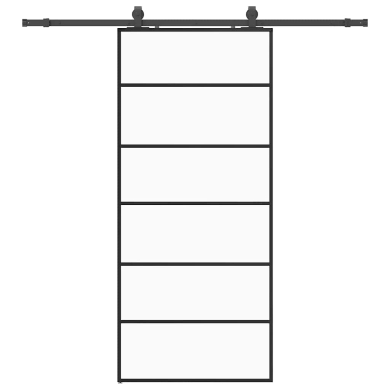 Schiebetür mit Beschlag Schwarz 90x205 cm ESG-Glas