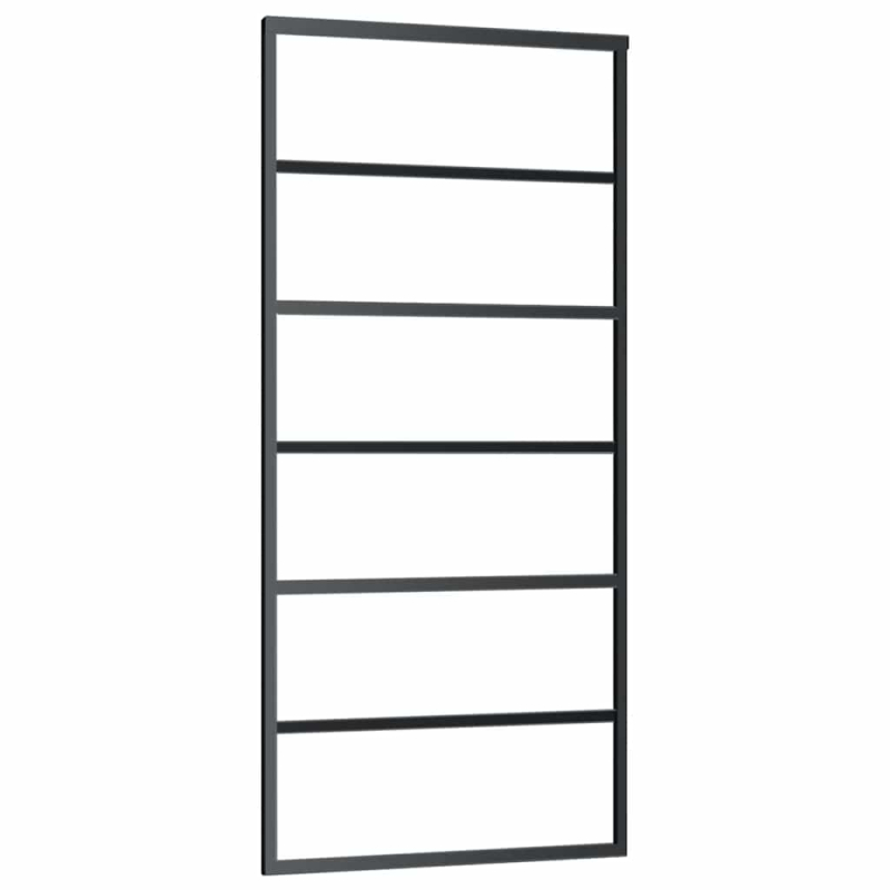 Schiebetür mit Beschlag Schwarz 90x205 cm ESG-Glas