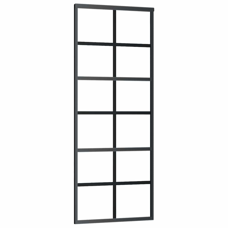 Schiebetür mit Beschlag Schwarz 76x205 cm ESG-Glas