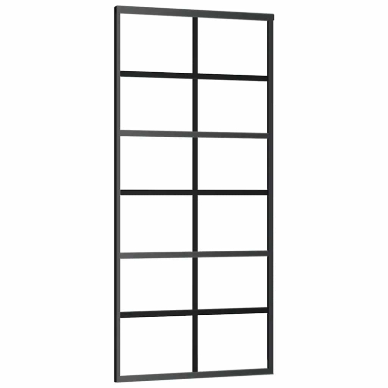 Schiebetür mit Beschlag Schwarz 90x205 cm ESG-Glas