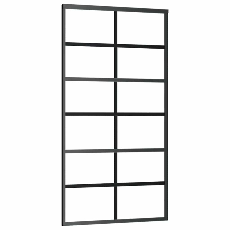 Schiebetür mit Beschlag Schwarz 102x205 cm ESG-Glas