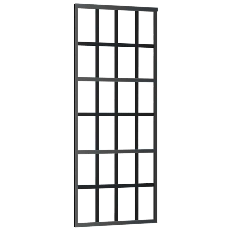Schiebetür mit Beschlag Schwarz 76x205 cm ESG-Glas