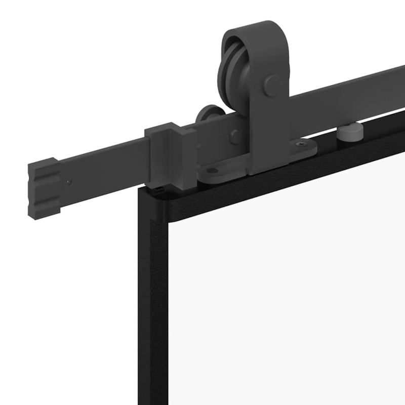 Schiebetür mit Beschlag Schwarz 76x205 cm ESG-Glas