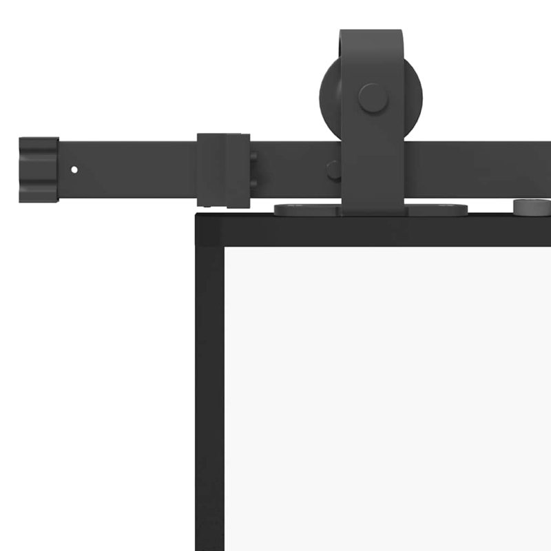 Schiebetür mit Beschlag Schwarz 76x205 cm ESG-Glas