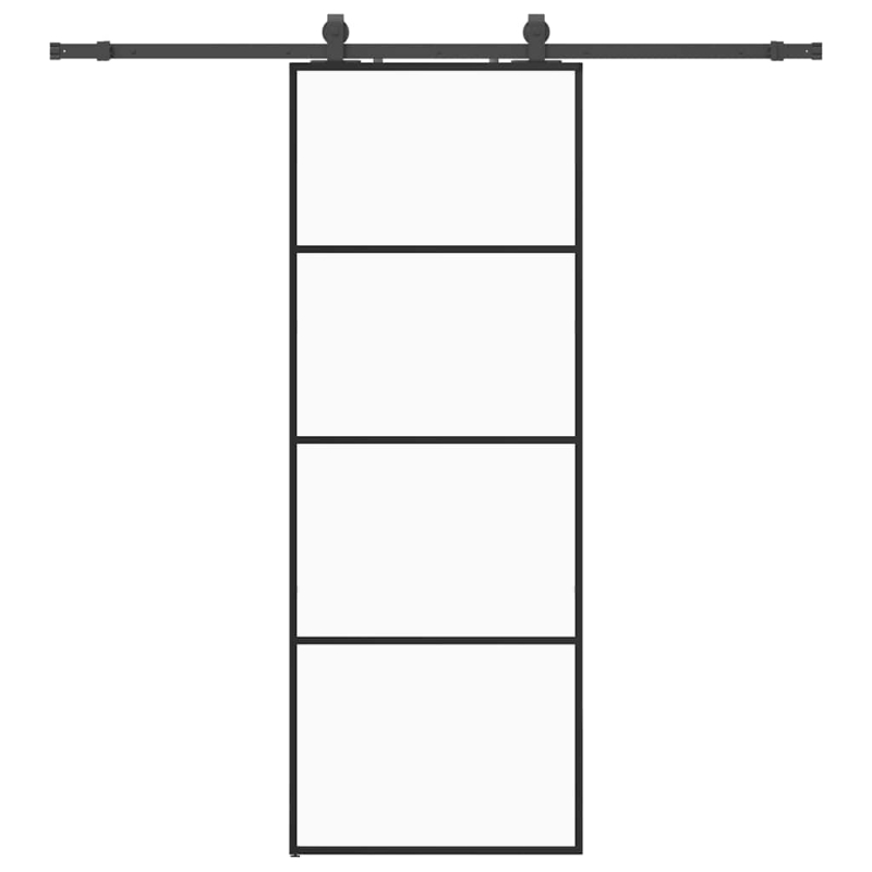 Schiebetür mit Beschlag Schwarz 76x205 cm ESG-Glas