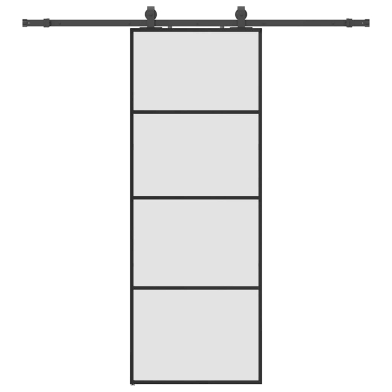 Schiebetür mit Beschlag Schwarz 76x205 cm ESG-Glas