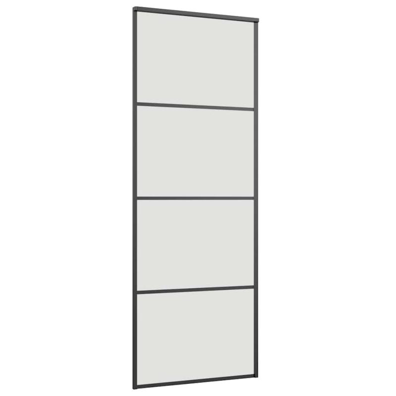 Schiebetür mit Beschlag Schwarz 76x205 cm ESG-Glas