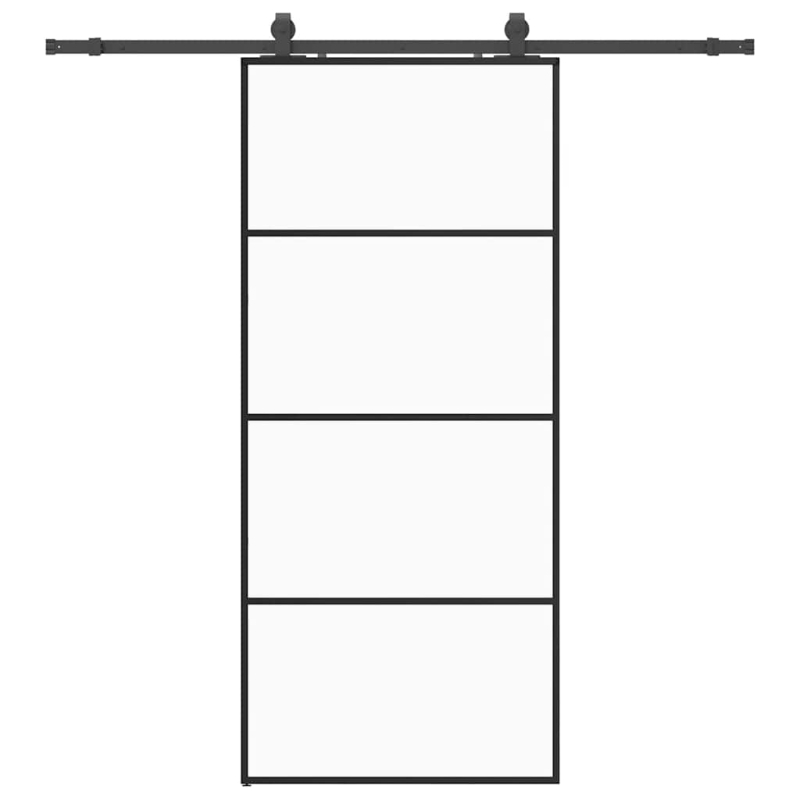 Schiebetür mit Beschlag Schwarz 90x205 cm ESG-Glas