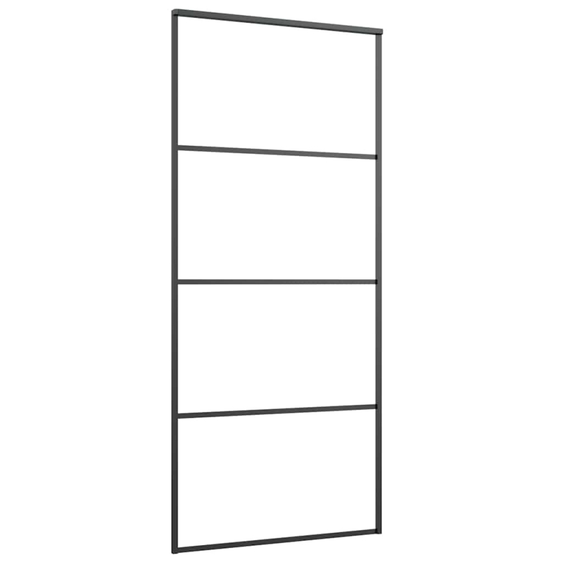 Schiebetür mit Beschlag Schwarz 90x205 cm ESG-Glas